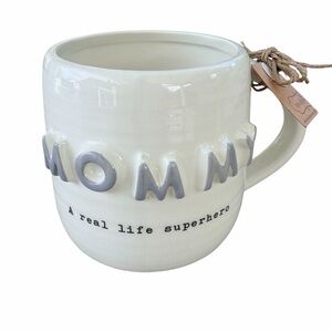 NWT Mud Pie Mommy Ceramic Coffee Mug 18oz White Chunky Letters Mother’s Day Gift